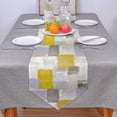 thumbnail image 3 of Cotton Linen Table Runners Yellow Oil Painting Splicing Art Soft Color Design Kitchen Dining Burlap Table Decoration for Home Party Decor 13 x 120 Inch, 3 of 8