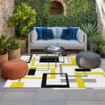thumbnail image 2 of Yellow Black Geometric Outdoor Rug for Patio/Deck/Porch, Non-Slip Large Area Rug 5 x 8 Ft, Modern Simple Abstract Art Indoor Outdoor Rugs Washable Area Rugs, Reversible Camping Rug Carpet Runner, 2 of 8