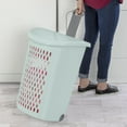 thumbnail image 4 of Sterilite Ultra™ Large Wheeled Hamper, Plastic Laundry Hamper with Wheels for Easy Transport, Mint, 3 Pack, 4 of 8