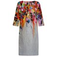thumbnail image 5 of Vestidos de manga 3/4 para mujer Vestido de tirantes con estampado de flores a la moda Vestido con cuello en V hasta la rodilla Pompotops  hdfakjf6180, 5 of 5
