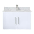 thumbnail image 3 of Geneva 30 in. W Glossy White Bath Vanity, Carrara Marble Top, and Faucet Set, 3 of 11