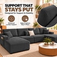 thumbnail image 6 of DTTRA 130" U-Shaped Boneless Modular Sectional Sofa with Double Chaise, 6 Seats, Corduroy, Black, 6 of 8