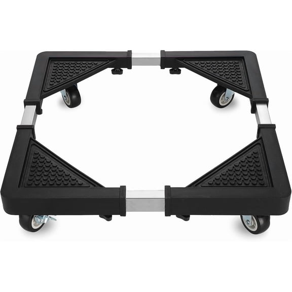 Mini Fridge Stand with 4 Locking Wheels 16.9"-25.6" Adjustable Dolly Base for Furniture Portable Refrigerator Stand(Black)
