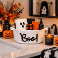 thumbnail image 3 of Halloween Boo Woven Basket, Cute Spooky Basket, Trick Or Treat Gift Organizer For Halloween Party Favors And Decorations White, 3 of 6