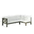 thumbnail image 2 of GDF Studio Mid-Century Modern 2 Piece Outdoor Patio Sofa Set, Left Corner Couch with Solid Wood Frame, Removable Cushions, Slat Design, White, 2 of 2