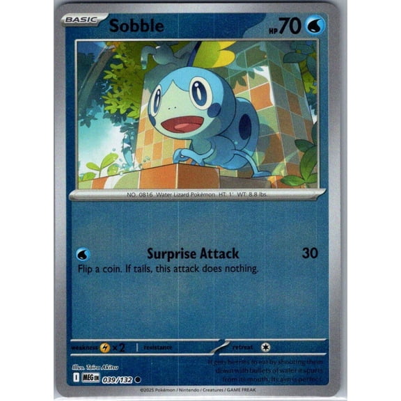 Collectible 2025 Mega Evolution Sobble Reverse Holo 39/132 English Pokemon Trading Card