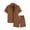 Brown, variant on Men's 2 Piece Button Down Short Sleeve Shirt And Drawstring Shorts Set, Linen Textured Casual Summer Outfit With Chest Pocket, Lightweight Beach Wear For Vacation,Sky Blue,XXL