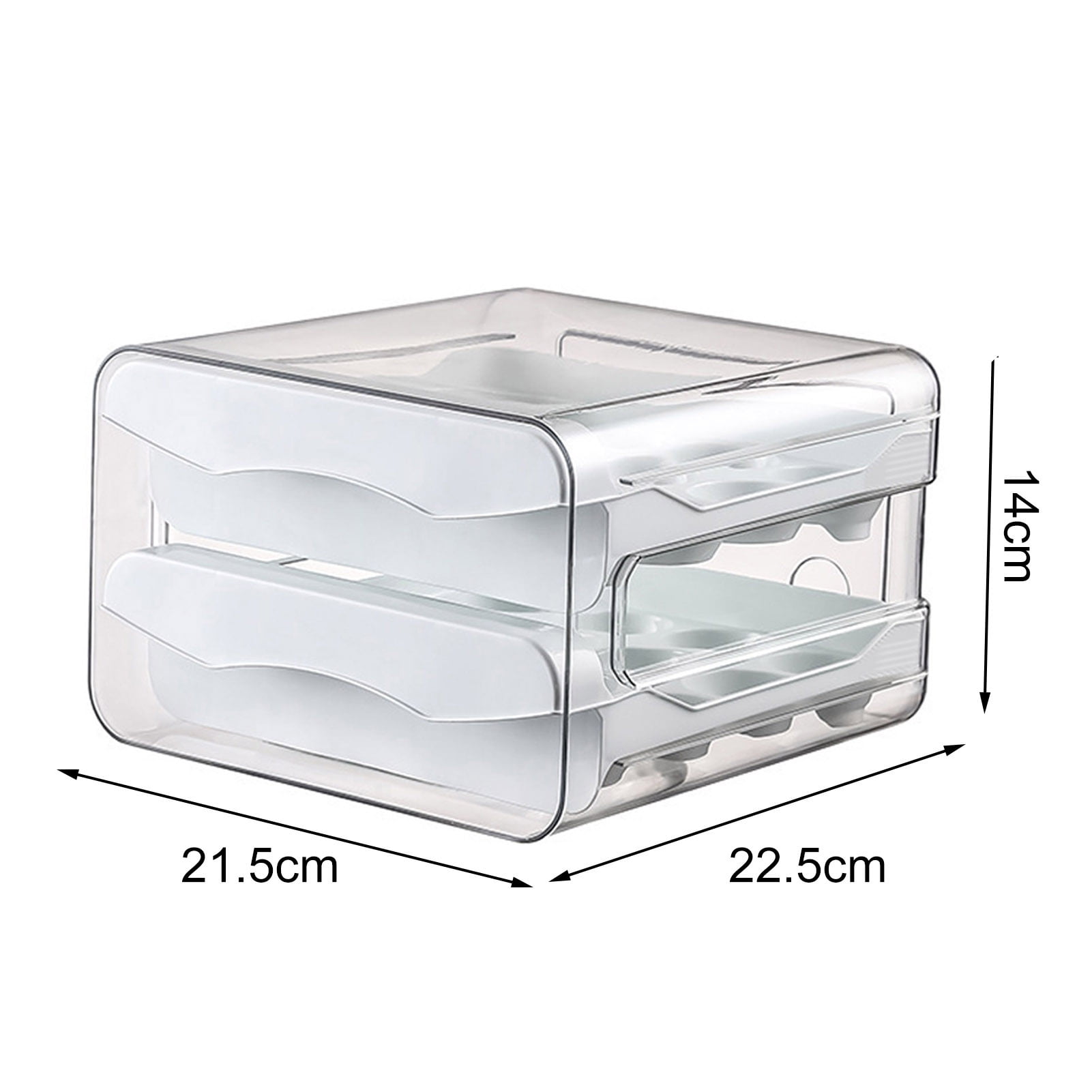 sunsanly Egg Storage Box Double Layers Transparent Visible 32 Grids Large Capacity Food Grade Pull Out Drawer Type Stable Stackable Kitchen Fridge Egg Container