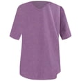thumbnail image 1 of Top túnica de algodón holgado con cuello en V y manga media para mujer, primavera/verano - Poliéster/spandex - Tallas US 4-20, ocasiones informales, 1 of 3