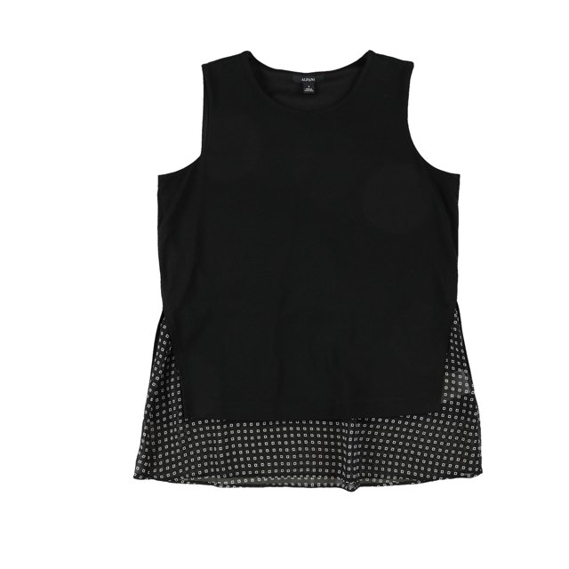 Alfani Womens Geo-Print Overlay Tank Top black S