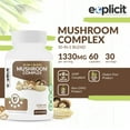 thumbnail image 2 of Complete Mushroom Supplement with 10 Mushroom Extracts & Blends (Cordyceps, Reishi, Shiitake, Lions Mane, Maitake, Turkey Tail, Chaga, Royal Sun, White Button, Black Fungus Mushroom) - 60 Caps, 2 of 8