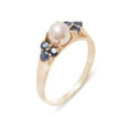 thumbnail image 1 of LBG British Made 10k Rose Gold Cultured Pearl & Sapphire Womens Cluster Ring - 33 size options - Size 5.25, 1 of 1