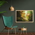 thumbnail image 2 of Fantasy Wall Art with Frame, Forest with Waterfall Vivid Autumn Season Nature Inspired Digital Painting Print, Printed Fabric Poster for Bathroom Living Room, 35" x 23", Multicolor, by Ambesonne, 2 of 2