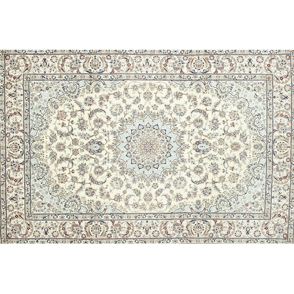 Ahgly Company Indoor Rectangle Traditional Champagne Beige Medallion Area Rugs, 8' x 12'