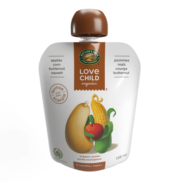 Love Child Organics Superblends Apple, Corn + Butternut Squash Puree 128ml Pouch