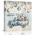 thumbnail image 2 of Blue Truck Christmas Wall Art Painting on Canvas, Xmas Balls Snowflake Vintage Canvas Art Home Prints Wall Art Framed Modern Artwork for Living Room Bedroom Wall Decor 16x16in, 2 of 8