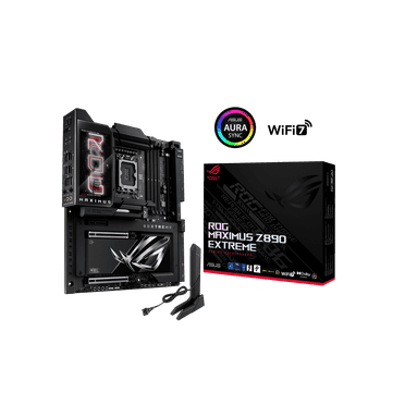 ASUS ROG MAXIMUS Z890 EXTREME Intel® Z890 LGA 1851 E-ATX motherboard, Advanced AI PC-ready, 24 2 1 2 stages, DDR5, WiFi7, 2.5G/10G LAN, PCIe® 5.0 M.2, Thunderbolt™ 5, USB Type-C®, AI OC, 5” LCD