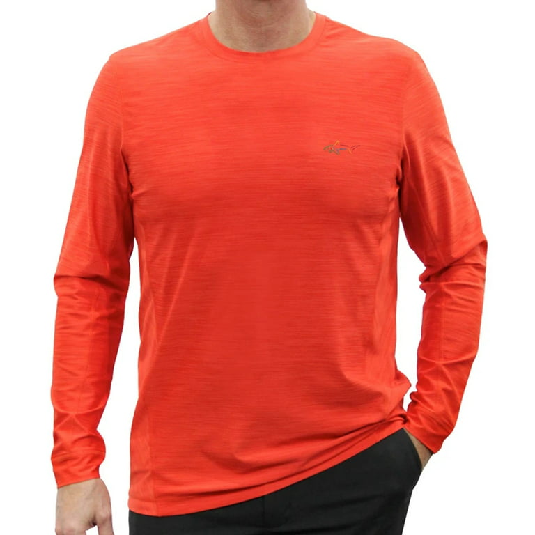 Greg Norman Play Dry Solar XP Long Sleeve Mesh Stretch Performance T-Shirt  (Auburn Heather, M)