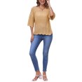 thumbnail image 2 of INSPIRE CHIC Women's Short Sleeve Crew Neck Hollow Out Summer Crochet Tops XL Khaki, 2 of 6