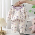 thumbnail image 2 of NIEWTR Baby Girls Boys Clothes Toddler 2-Piece Set Long Sleeve Pajamas Set Soft Top + Pull-on Long Pants Breathable Lightweight for 6-24 Months 2T 3T Gift Set(A-Purple,6-12 Months), 2 of 6