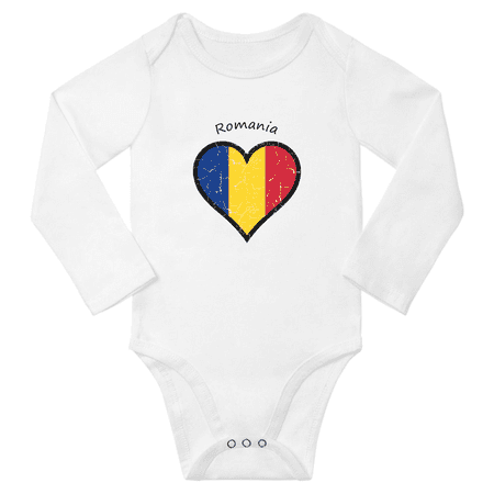 

Romania Flag Heart Love Baby Long Sleeve Clothing Bodysuits (White 24 Months)