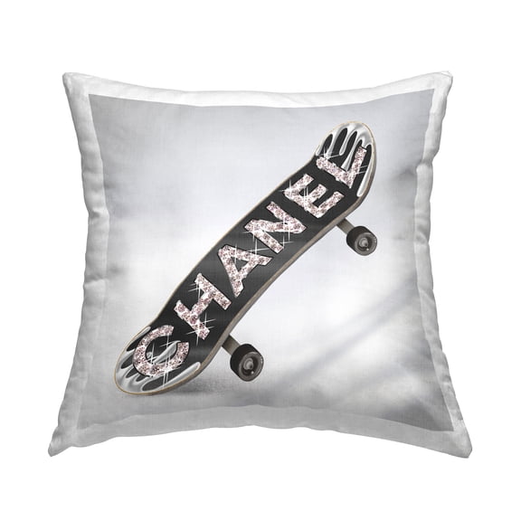 Stupell Industries Trendy Glam Skateboard Fashion Bling Design by Ziwei Li Throw Pillow