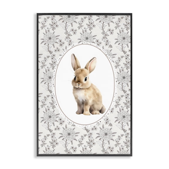 Stupell Industries Shabby Chic Mauve Botanical Bunny Black Framed Giclee Art, 12 x 18, by Ink Drop Loft