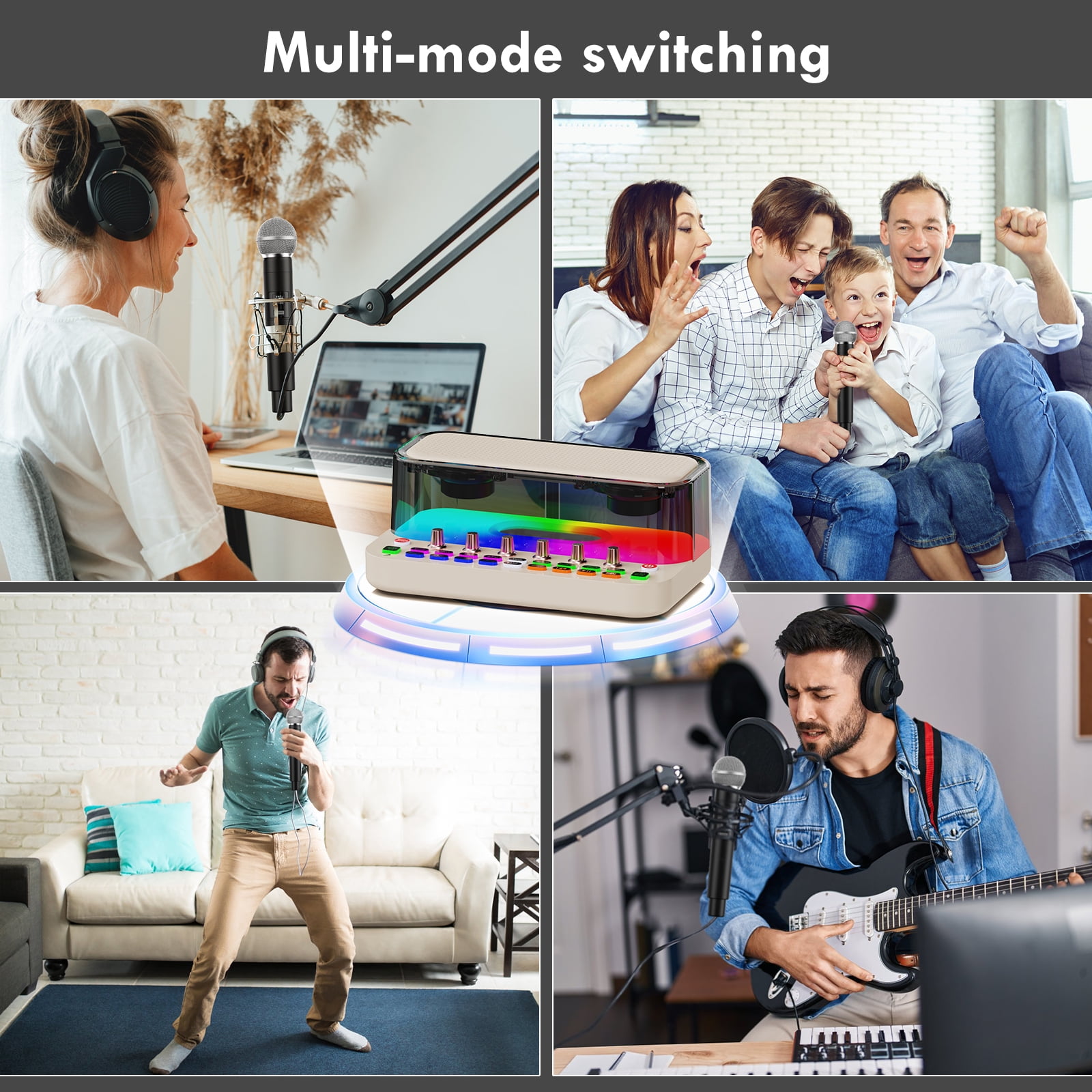 JYX Karaoke Machine for Kids Adults, Portable Retro Bluetooth Speaker with Microphone, DJ Lights, Funny Sound Effects, OTG/PC