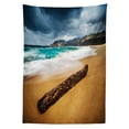 thumbnail image 3 of Ambesonne Sea Tablecloth Rectangular Table Cover, Beach with Stormy Weather, 52"x70", Blue and Ginger, 3 of 4