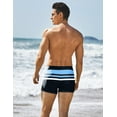 thumbnail image 3 of COOFANDY Men Square Leg Swim Trunks Tight Swim Shorts Color Block Swimsuit Stripe, 3 of 6