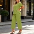 thumbnail image 7 of akafmk Plus Size Womens 2 Piece Sets Summer Outfits V Neck Short Sleeve T-Shirts and Wide-Leg Pants Matching Loungewear Set Sleepwear Soft Fashions Clothes, 7 of 7