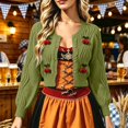 thumbnail image 4 of Arlun 3D Cherry Cropped Cardigan Sweater for Women Classic Crew Neck Open Front Long Sleeve Chunky Cardigans Cute Trendy Fall Winter Button down Short Outerwear, 4 of 6