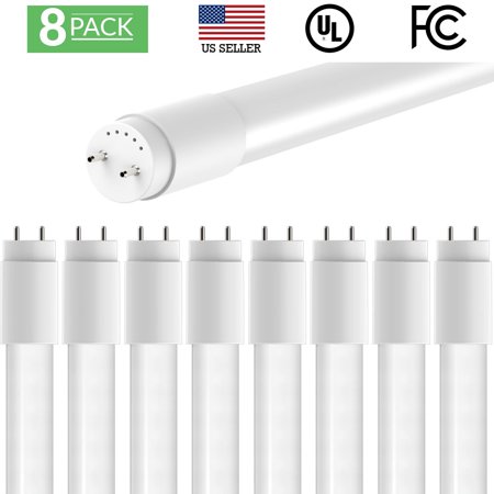 Sunco Lighting 8 Pack 4FT 48 Inch T8 Tube LED Light Bulbs 18 Watt (40 Equivalent) Frosted 5000K Kelvin Daylight 2200LM Bright White Light Single Sided Connection Bypass Ballast - ETL & DLC