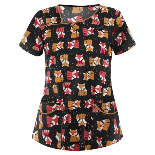 Puntoco mujeres moda manga corta cuello tops uniforme de trabajo blusa camisa Puntoco Puntoco-5842