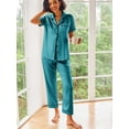 thumbnail image 3 of Avidlove Womens Satin Pajama Sets Silky Sleepwear Short Sleeve Button Down Shirts and Long Pant Loungewear 2 Piece Pjs Set S-XXL, 3 of 7
