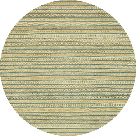 Ahgly Company Machine Washable Indoor Round Abstract Bullet Shell Brown Area Rugs, 8' Round