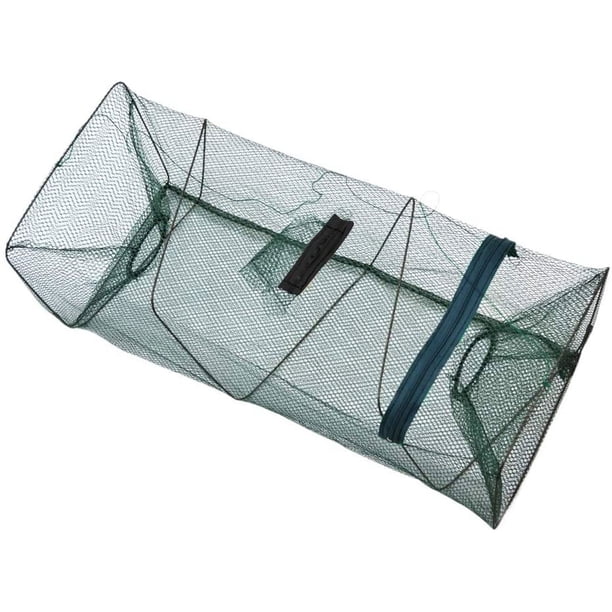 Red de pesca de pesca, red de pesca plegable portátil con cremallera, trampa plegable para cangrejos, camarones, carpa, cangrejo, cangrejo, cebo de malla fundida, red y red de aterrizaje