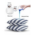thumbnail image 6 of Outdoor Pillows Waterproof, Navy Blue Striped Throw Pillows with Inserts Included, Farmhouse Vertical Stripes Indoor Outdoor Decorative Lumbar Pillow for Bed/Couch/Patio 12"x20", 2Pcs, 6 of 8