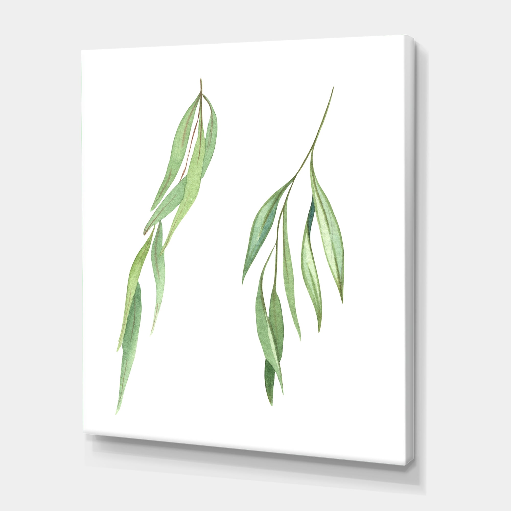 Two Willow Branches On White 30 in x 40 in Painting Canvas Art Print, by Designart