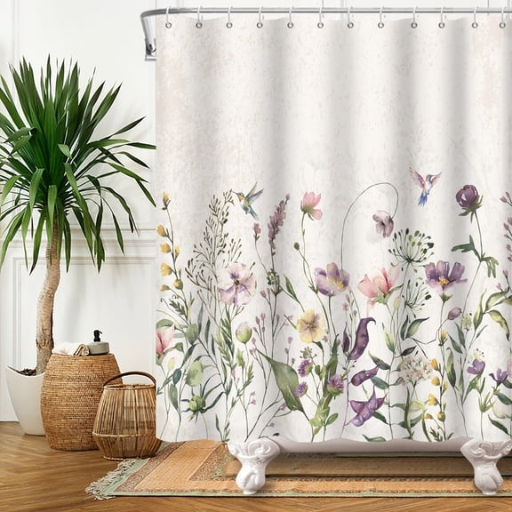 Mizhona Vintage Floral Shower Curtain for Bathroom Waterproof Polyester Modern Pretty Decoration 72"X72"