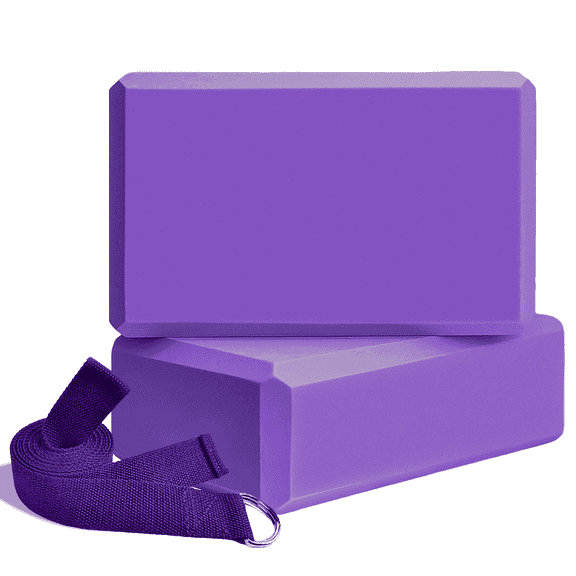 Yoga Block and Strap Set, 2 Soft Non-Slip Yoga Blocks 9x6x3 inches, 6FT Strap Provides Strength and Stability, Latex-Free EVA Foam for Yoga, Pilates, Stretching and Toing