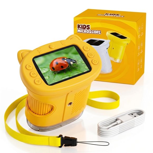 Microscopio infantil OAEBLLE 1000X con pantalla IPS de 2,4" y LED