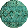 thumbnail image 1 of Ahgly Company Indoor Round Southwestern Turquoise Blue Country Area Rugs, 7' Round, 1 of 4