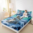 thumbnail image 3 of Castle Fairy Animal Northern Light Polar Bear Queen Sheets 4 Pieces for Teens,Snowy Mountain Lake Queen Sheet Sets,Blue Green White,1 Fitted Sheet, 1 Flat Sheet and 2 Pillowcases, 3 of 6