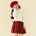 thumbnail image 3 of XXWXYD Girls Woolen Pleated Mini Skirt Plaid Cute A Line Classic Style Unifor𝗆 School Skirts for 3 to 15 Years Teen Preteen Academic Wear, 3 of 4