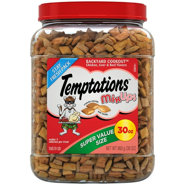 TEMPTATIONS MIXUPS Crunchy and Soft Cat Treats Backyard Cookout Flavor