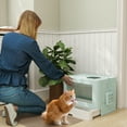 thumbnail image 2 of PawHut Cat Litter Box, Front Enter & Top Exit Cat Litter Tray, Green, 2 of 10