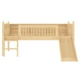 thumbnail image 5 of CZBZ Twin Solid Wood Low Loft Bed with Storage Shelves & LED Lights, Natural Pine Wood High Sleeper with Full-Length Guardrails, 350LBS Capacity, No Box Spring Needed, Easy Assembly, Noise Free, 5 of 11