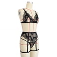 thumbnail image 2 of Conjunto de ropa interior de encaje sexy para mujer Sujetador hueco floral Panty Liguero Lencería, L Speravity XX000185-03, 2 of 7