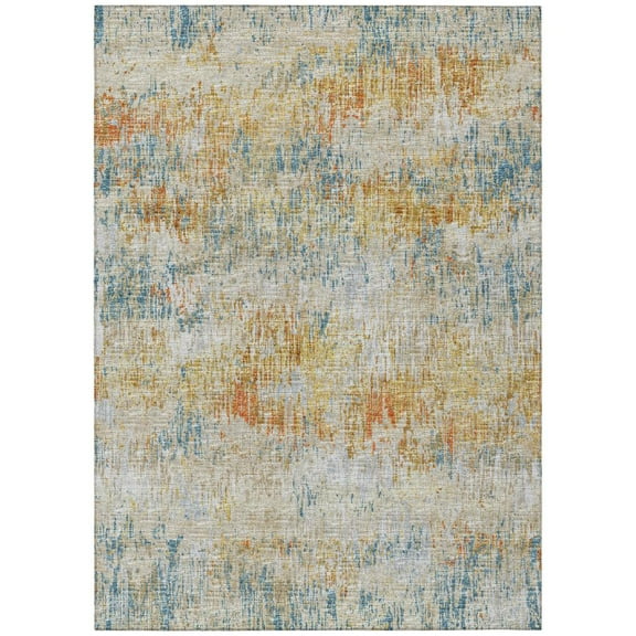 Addison Rugs Indoor/ Outdoor Accord Modern Brushstrokes Polyester Washable Rug New 8' x 10' - Gold
